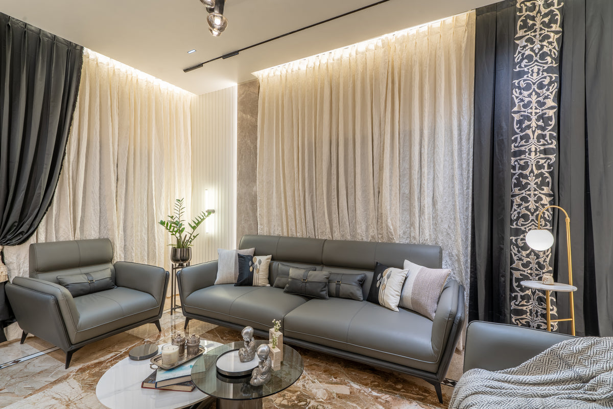 The Charcoal Drape — Sheer & Textured Curtain Layers