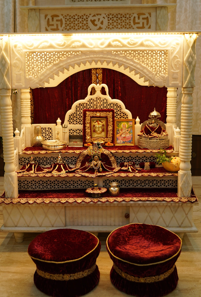 The Crimson Court- Velvet Drapes for a Marble Mandir 