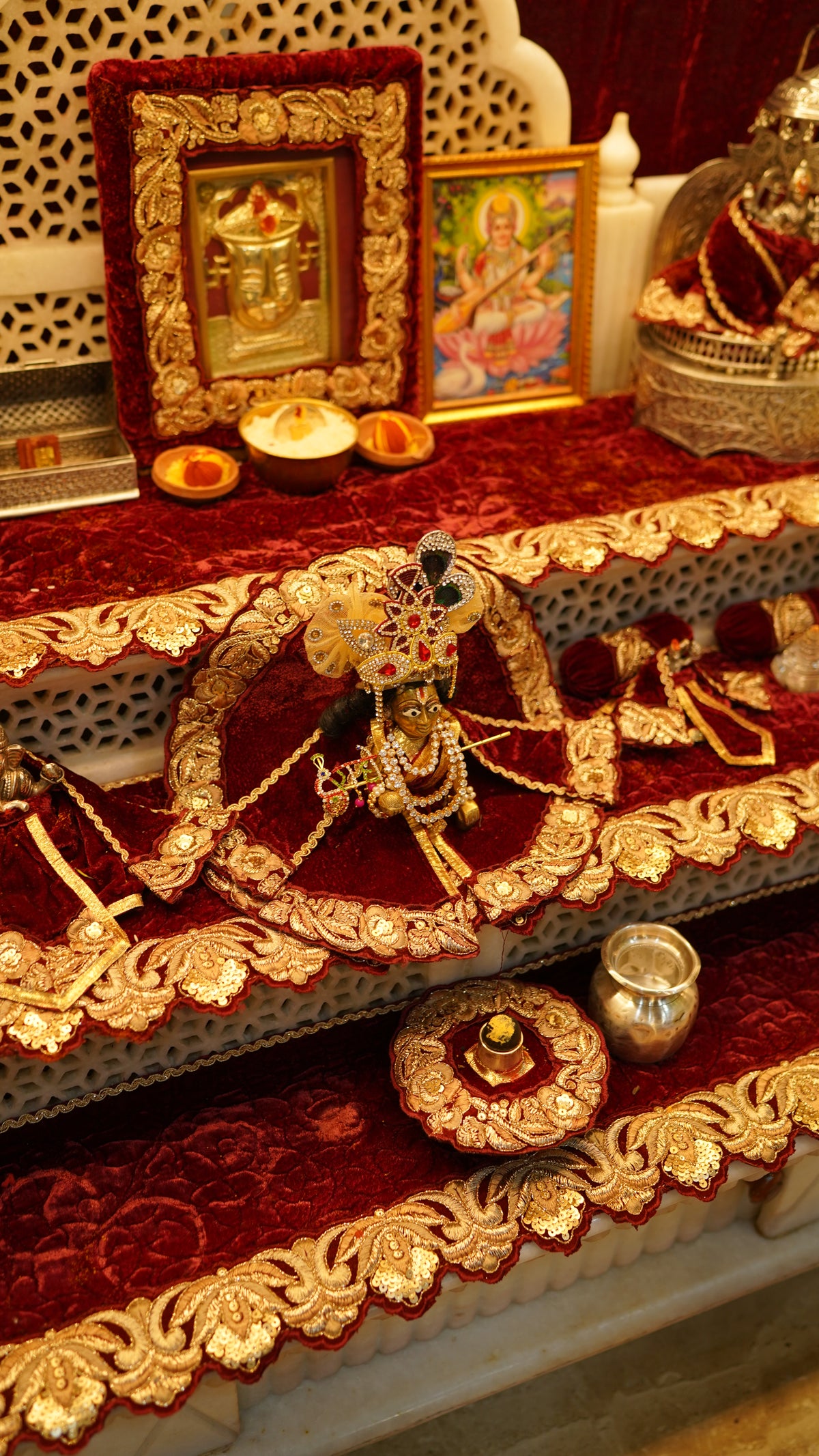 The Crimson Court- Velvet Drapes for a Marble Mandir 