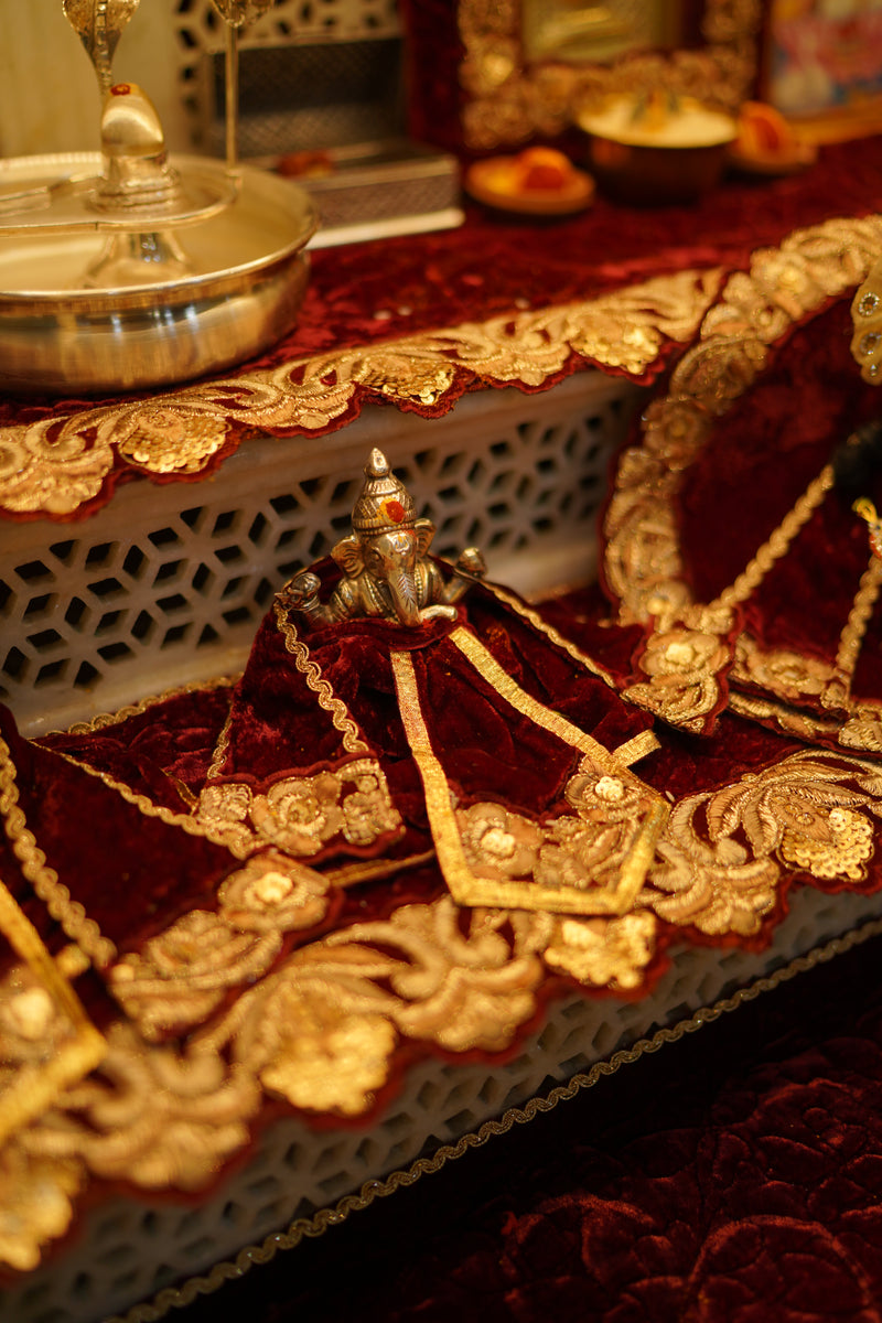The Crimson Court- Velvet Drapes for a Marble Mandir 