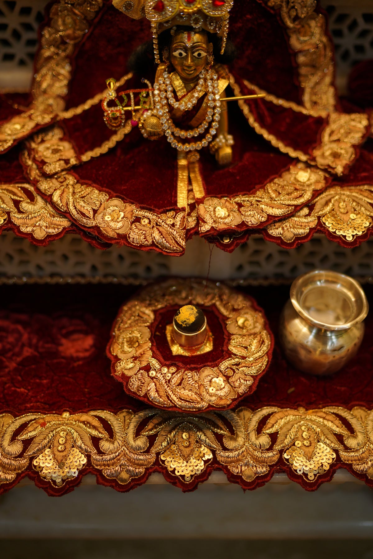 The Crimson Court- Velvet Drapes for a Marble Mandir 