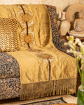 Mustard Silk Medallion- Embroidered Throw