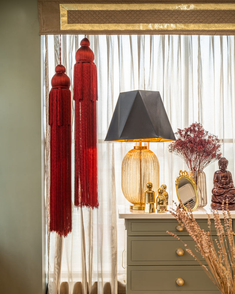 The Crimson Study — Tasselled Curtain Drapes