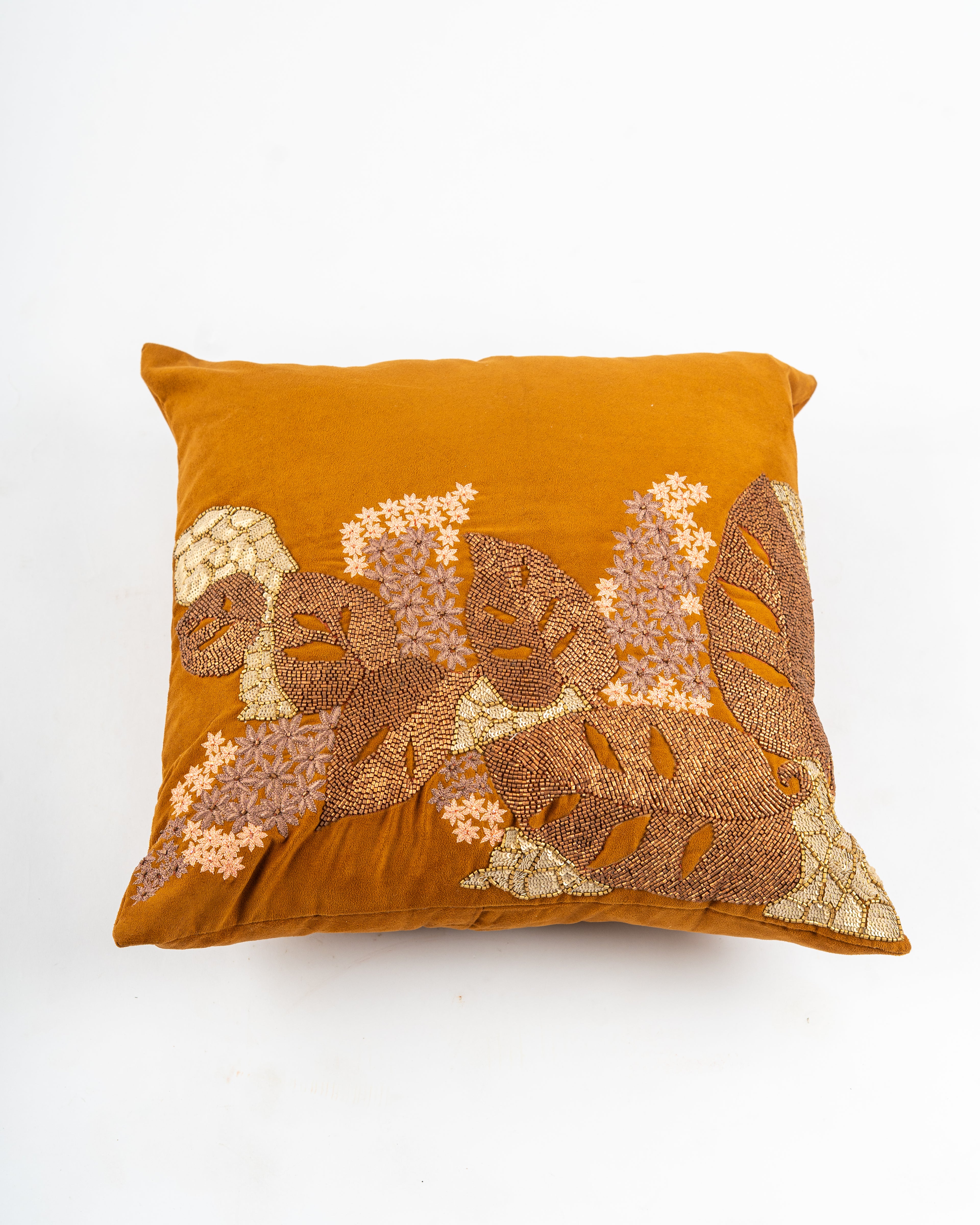Monstera Beaded Cushion Cover