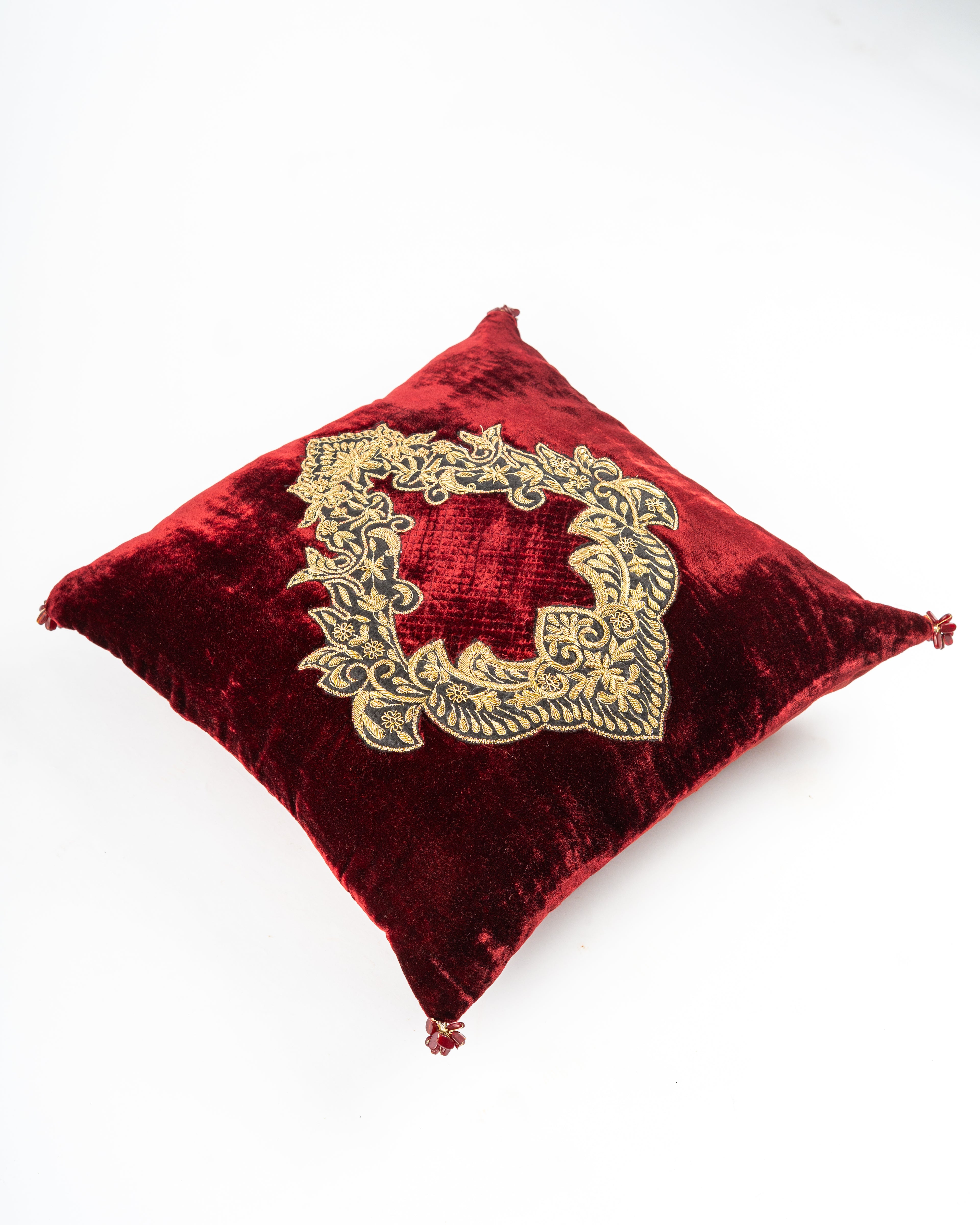 Zardozi Crimson Cushion Cover