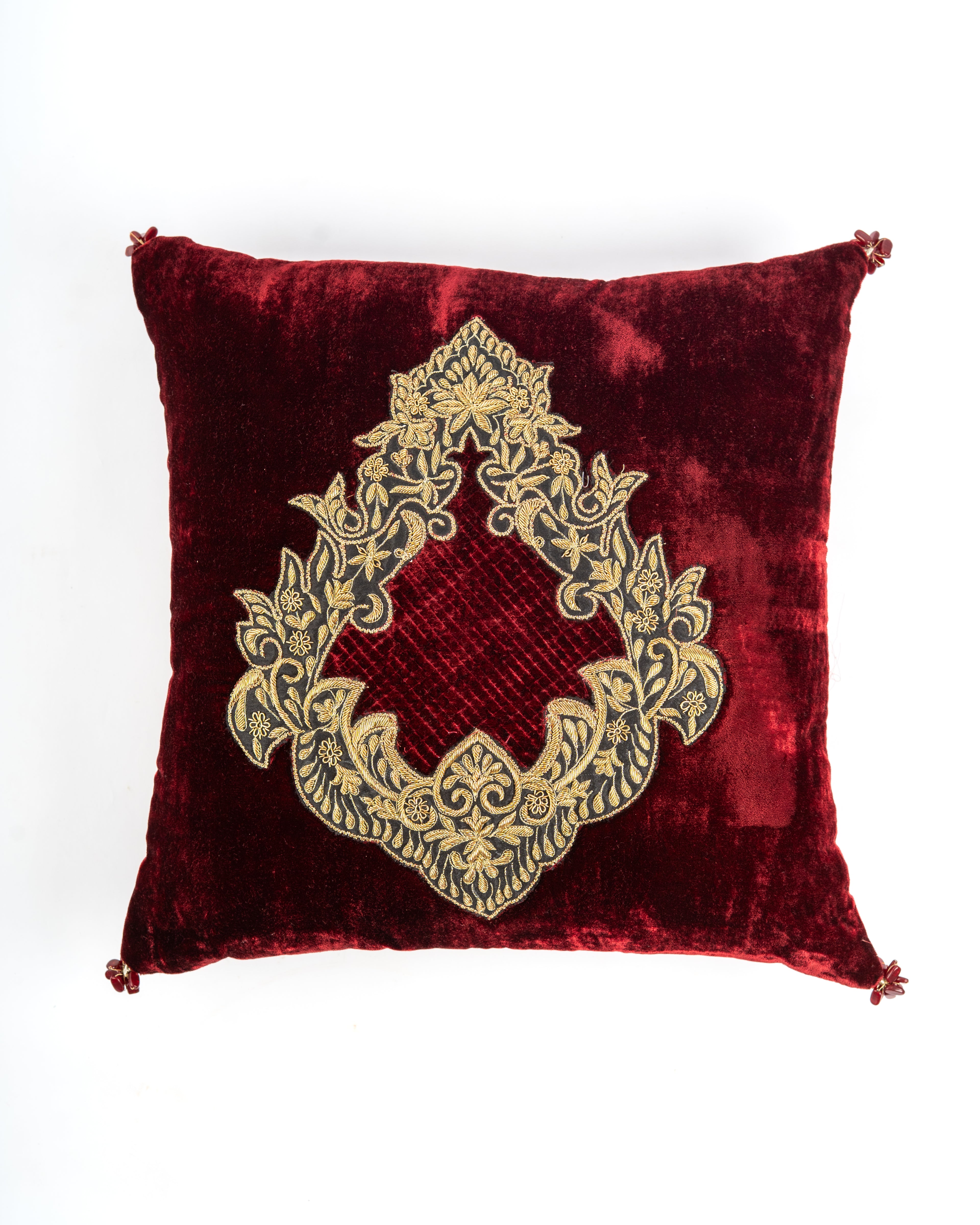 Zardozi Crimson Cushion Cover