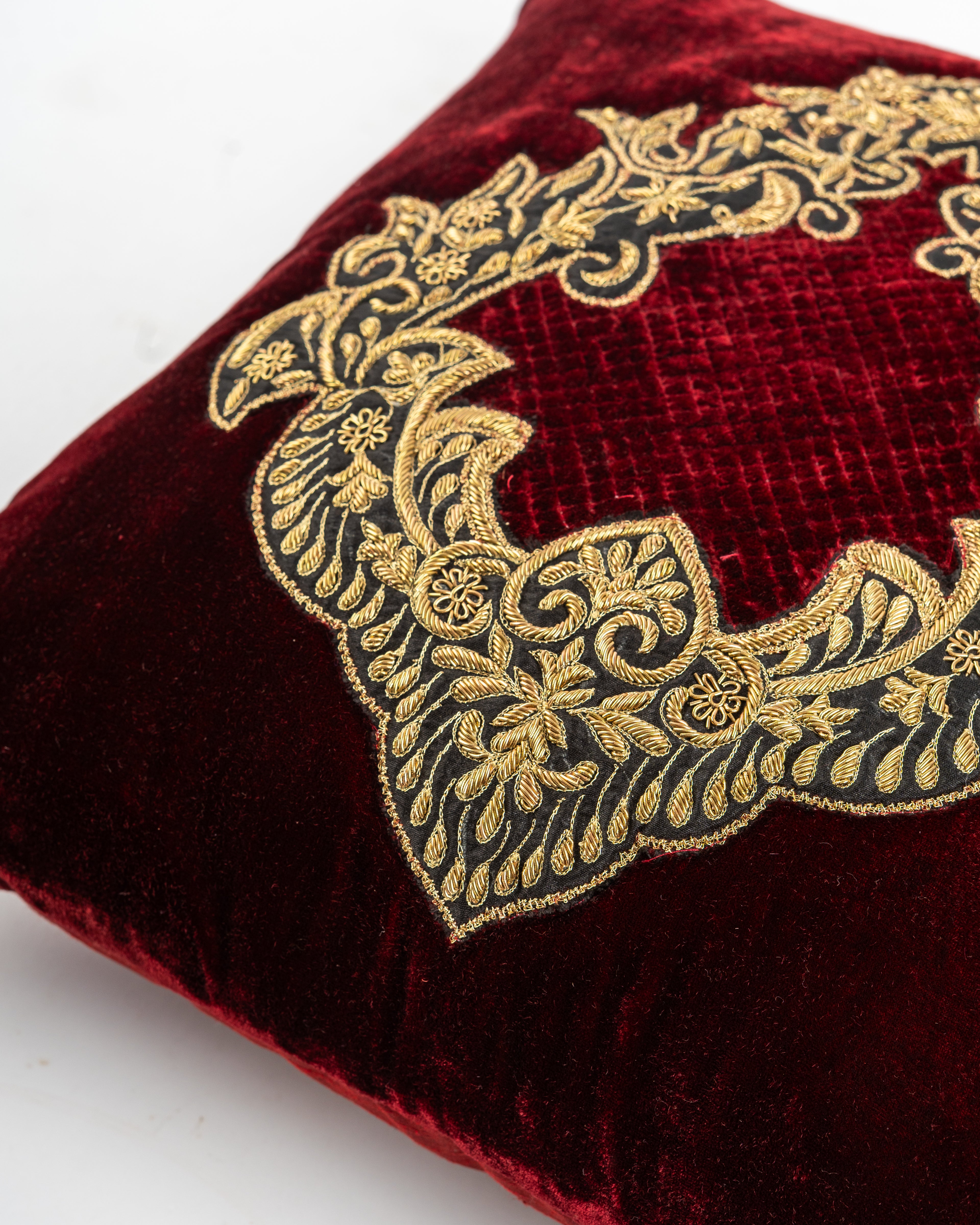 Zardozi Crimson Cushion Cover