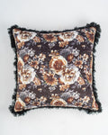 Dark Floral Fringe Cushion Cover