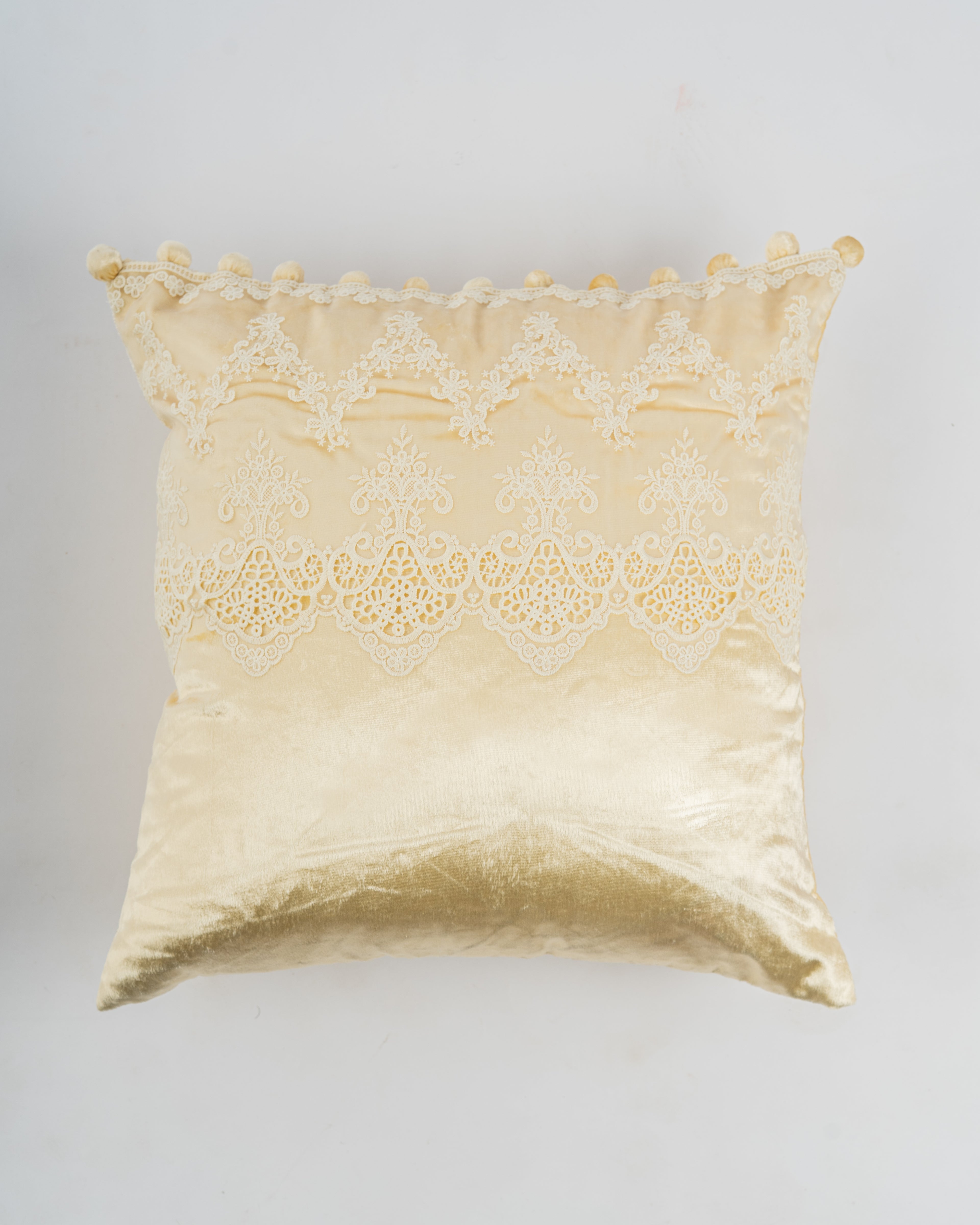 Cream Lace Velvet Cushion Cover