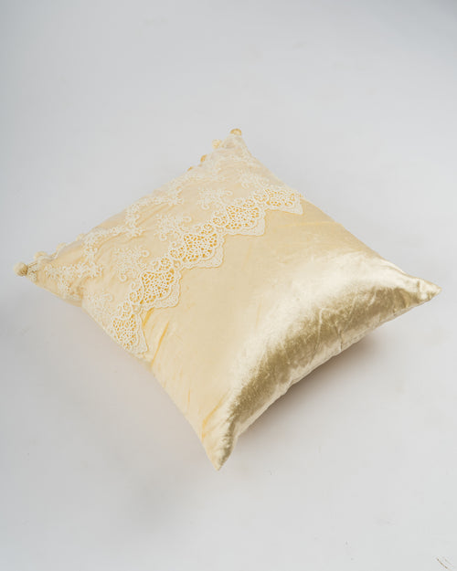 Cream Lace Velvet Cushion Cover