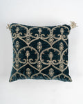 Teal Zardozi Allover Cushion Cover