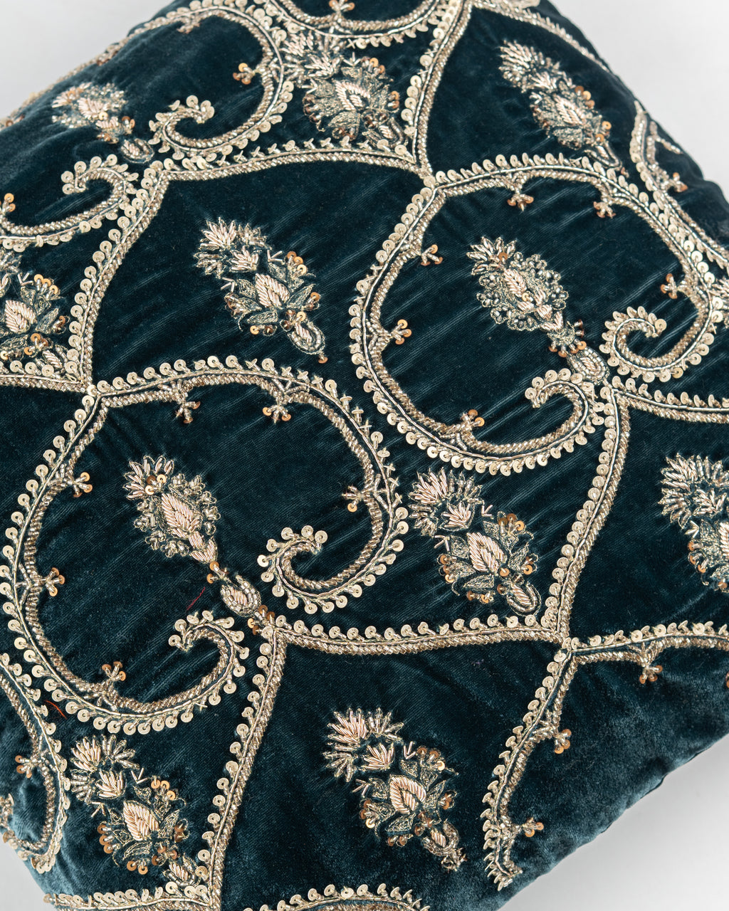 Teal Zardozi Allover Cushion Cover
