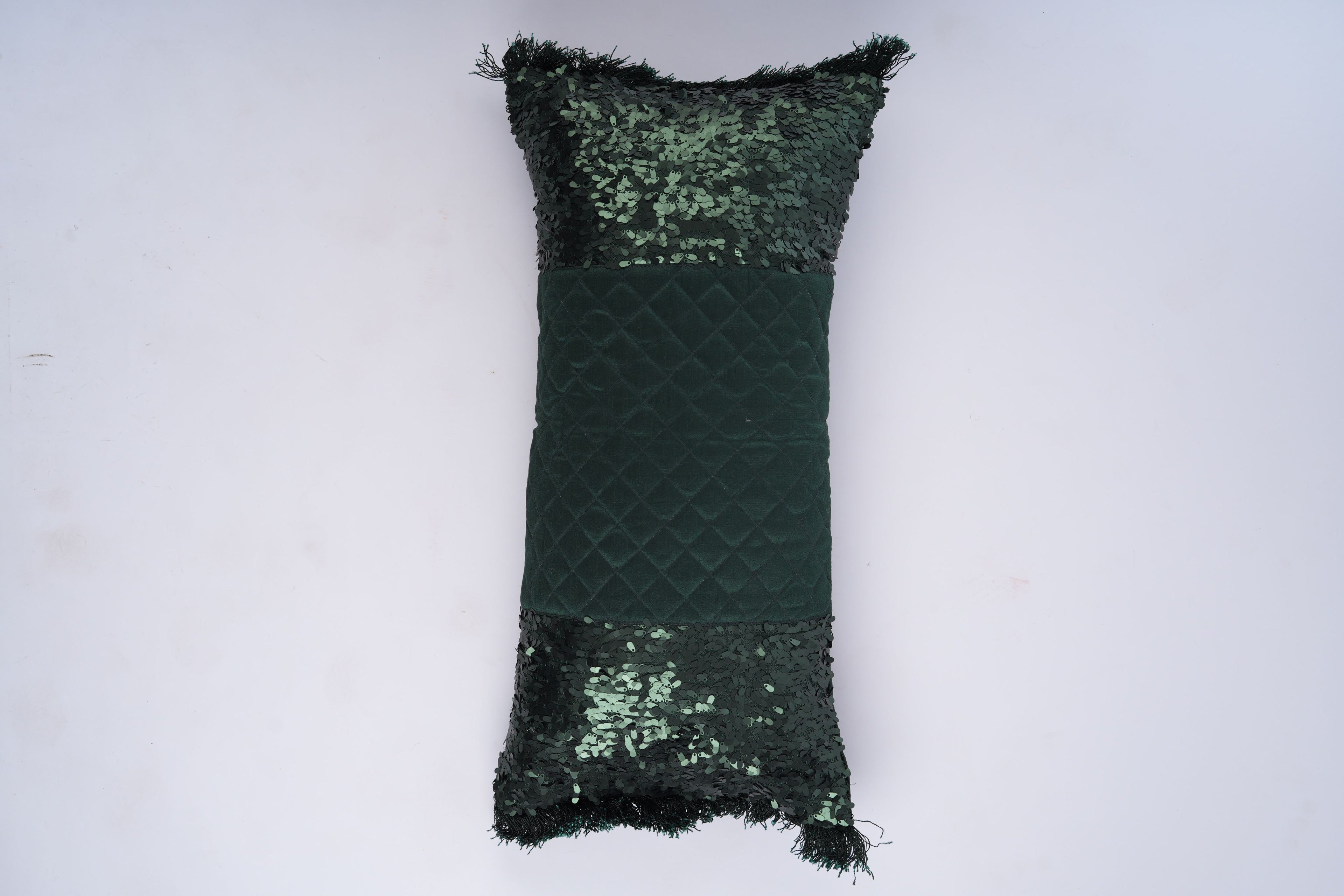 Emerald Sequin Lumbar Cushion Cover