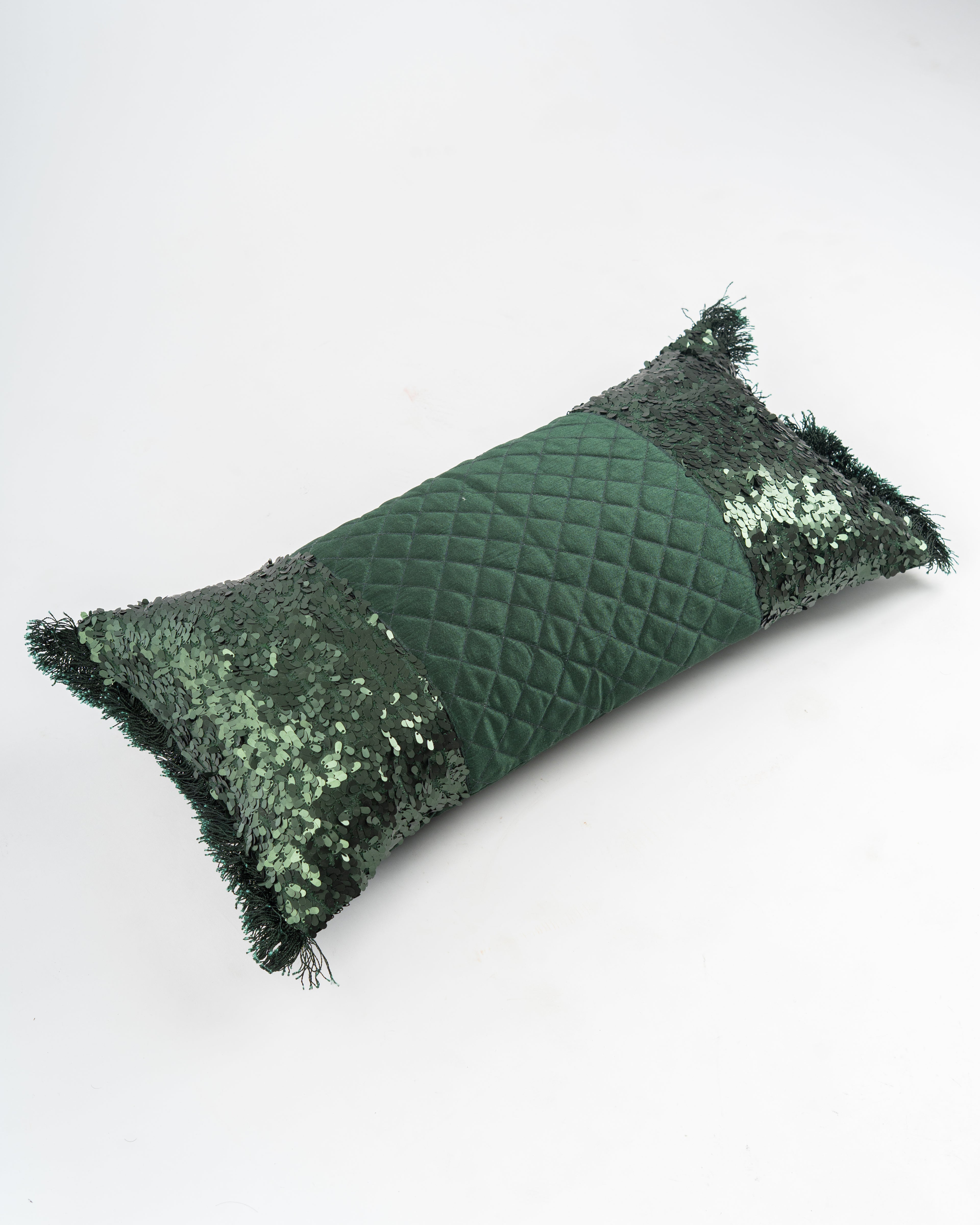 Emerald Sequin Lumbar Cushion Cover