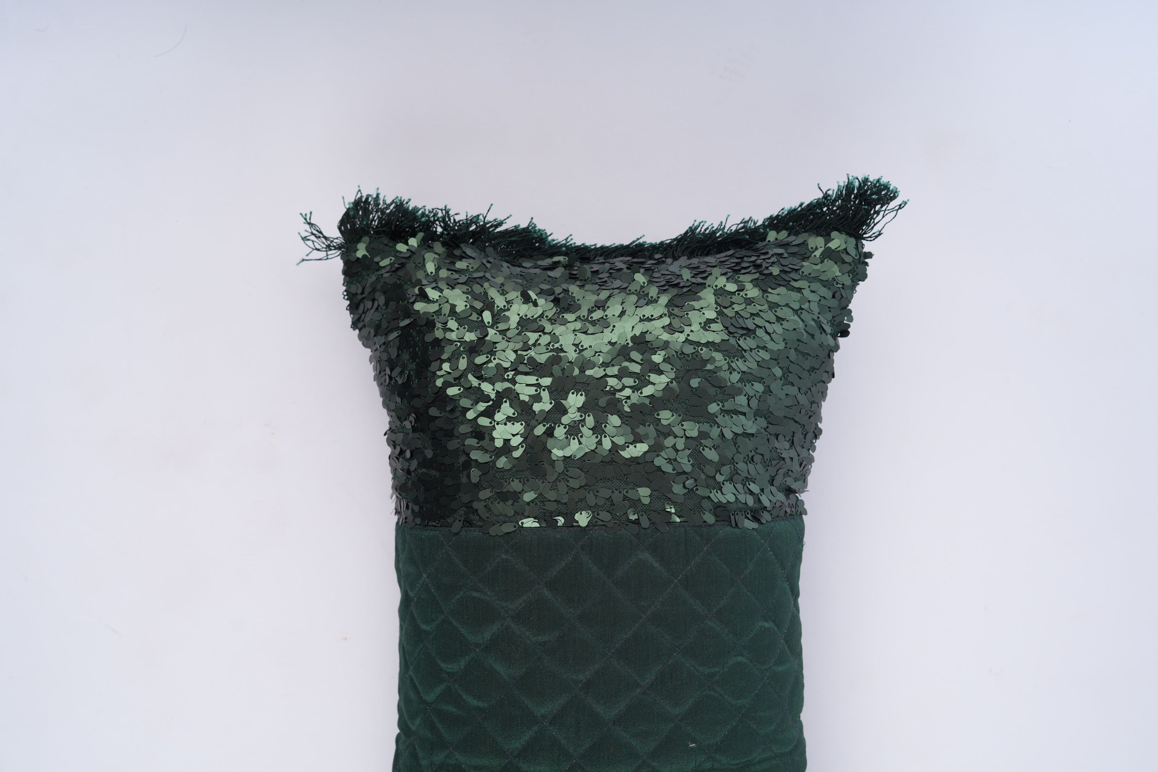 Emerald Sequin Lumbar Cushion Cover