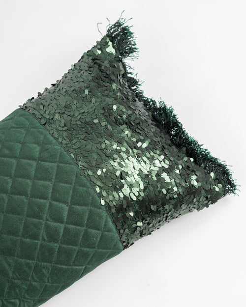 Emerald Sequin Lumbar Cushion Cover