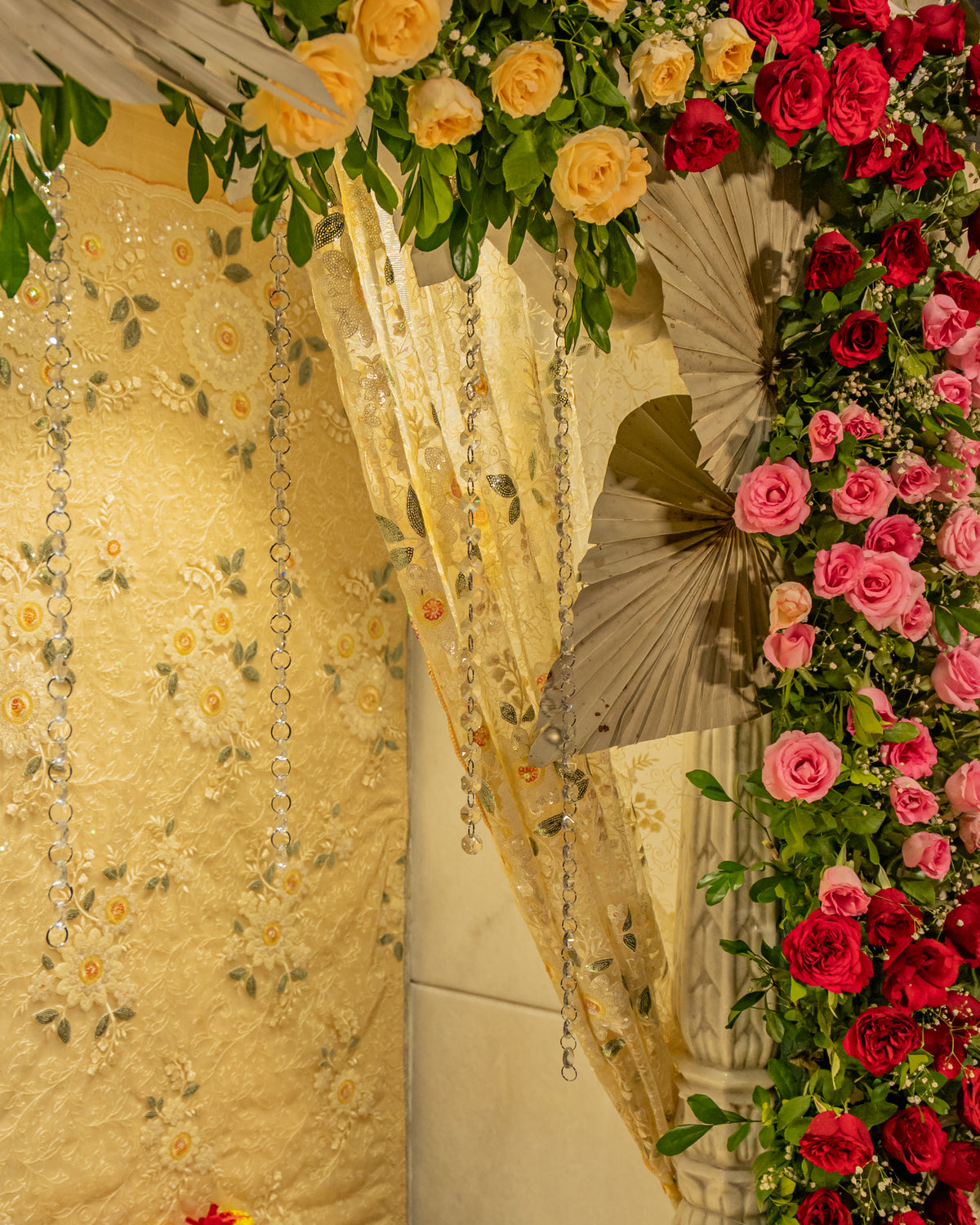 The Ivory Bloom — Quilted Brocade Mandir Backdrop