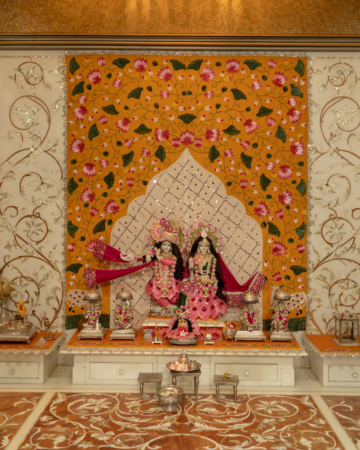 The Lotus Sanctum — A Mandir in Mustard & Mirror