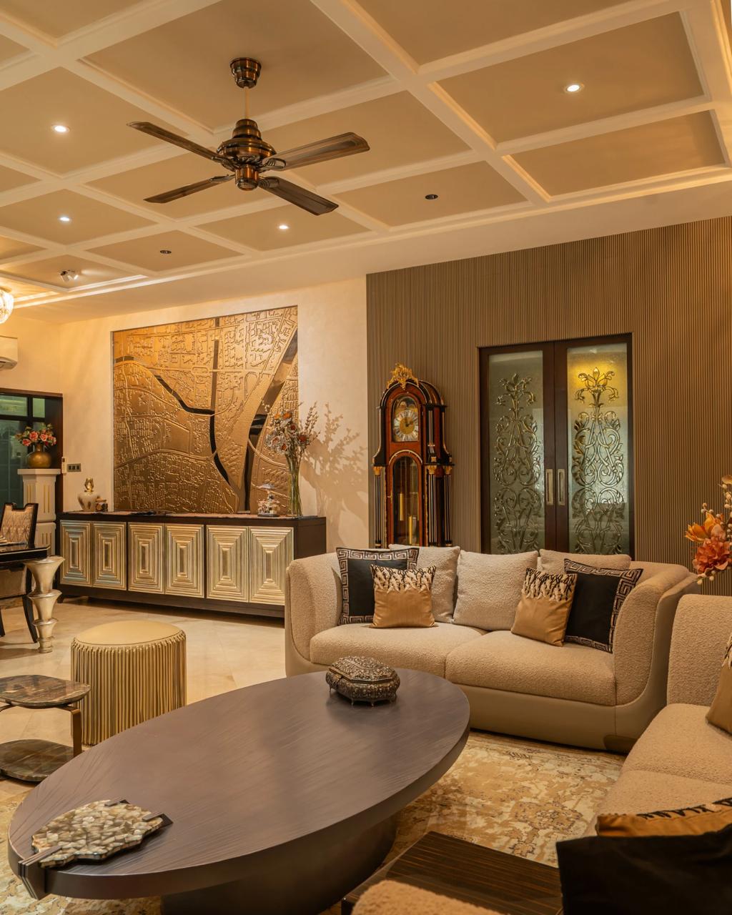 The Brass Elegance Residence — Luxury Artisan Dining & Living Room