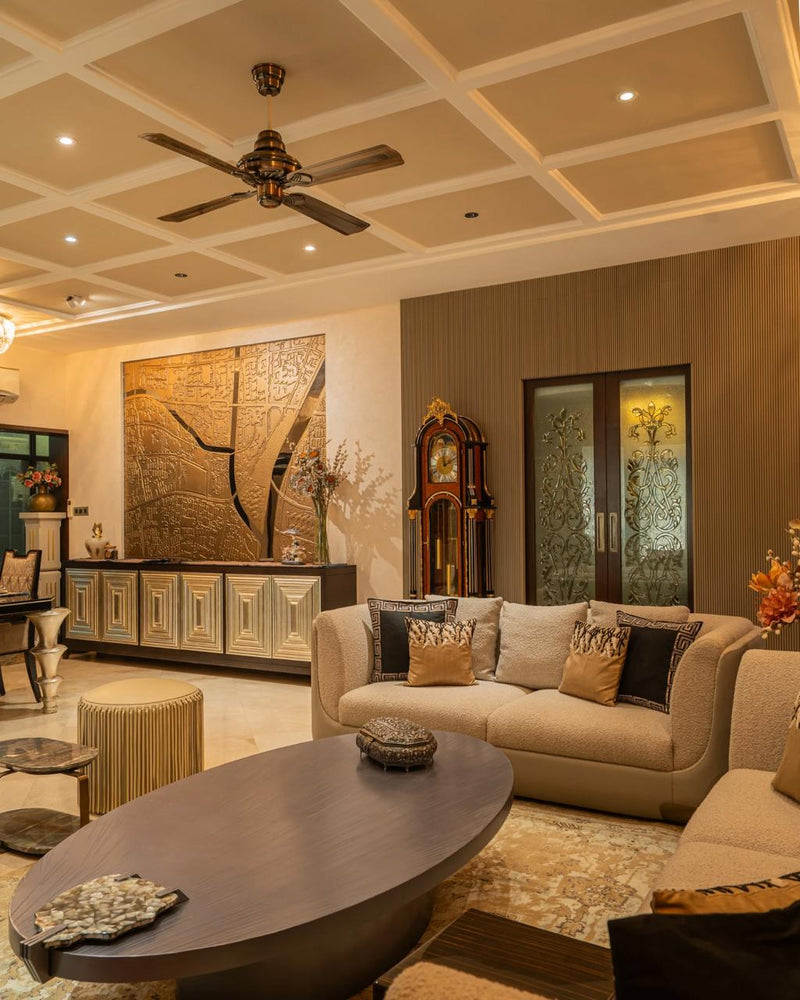 The Brass Elegance Residence — Luxury Artisan Dining & Living Room