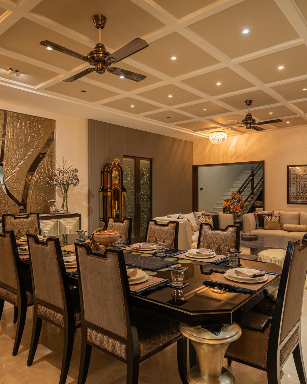 The Brass Elegance Residence — Luxury Artisan Dining & Living Room